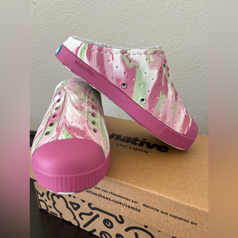 Native Jefferson French Terry Twilight Pink Marble Slip On Shoes Size C 13